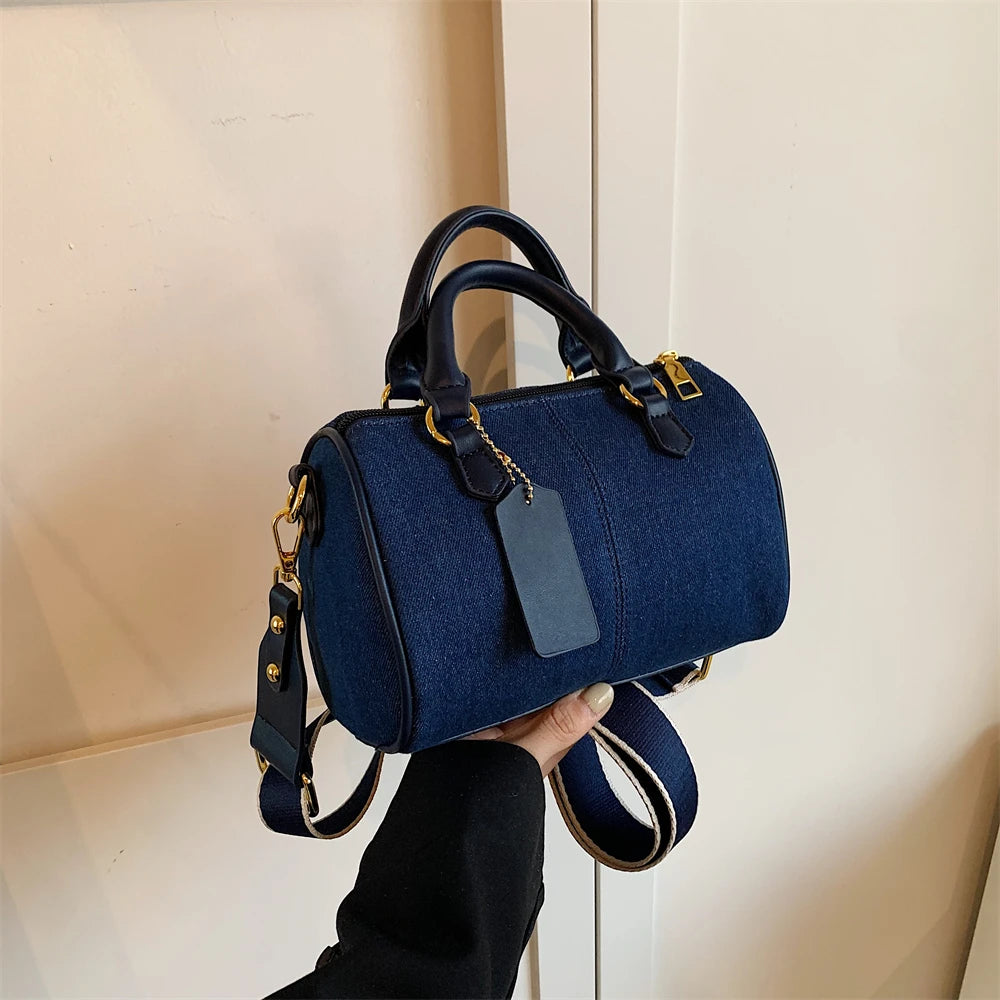 Patchwork Colorblock Mini Handbag | Denim Shoulder & Crossbody Bag Luxegan