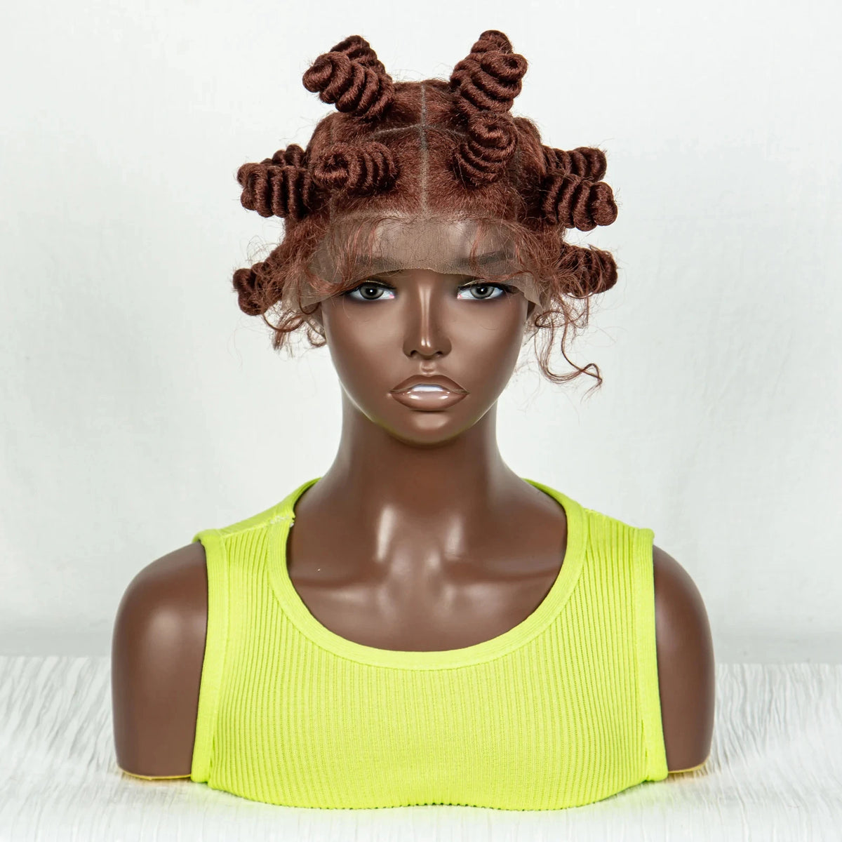 Short Cute 350 Color Bantu Knotless Braids Wig | Transparent Full Lace | Baby Hair Luxegan