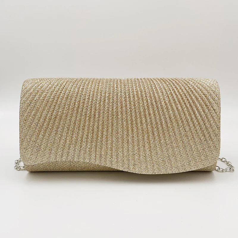 Women's Fold Glitter Handbag | Shiny Envelope Clutch & Pleated Mini Purse Luxegan