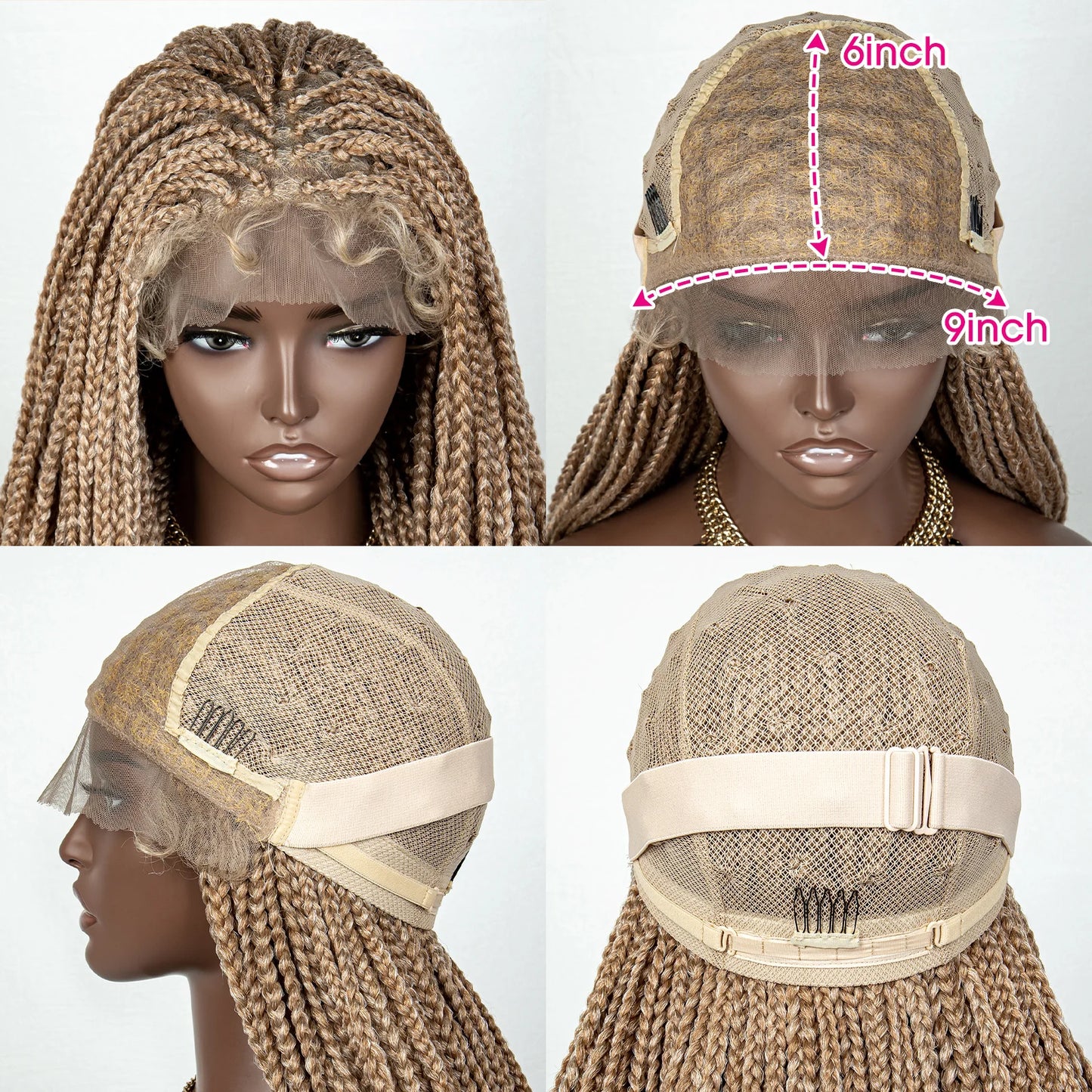 36" 613 Blonde Braided Wig | Lace Front | Baby Hair | Colored Braids Luxegan