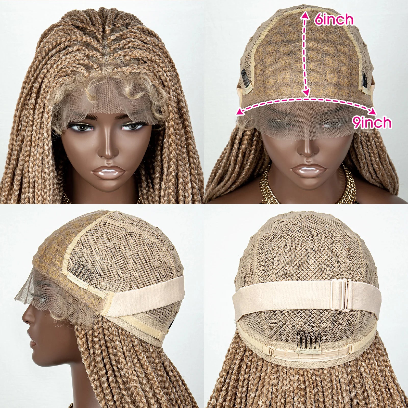 36" 613 Blonde Braided Wig | Lace Front | Baby Hair | Colored Braids Luxegan