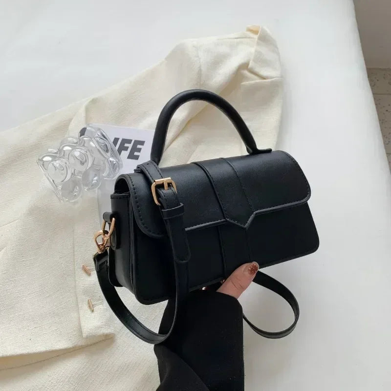 Vintage Square Satchel | Hard PU Leather Underarm & Crossbody Bag Luxegan