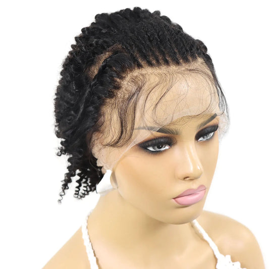 Kinky Curly Braided Bob Wig | Full Lace | Human Hair | Baby Hair | Brazilian Remy Hair | 180% Density