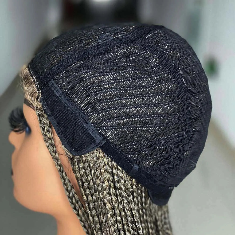 26" Ombre Box Braided Wig for Black Women | Long Synthetic Cosplay Braiding Hair | Heat Resistant Crochet Wigs Luxegan