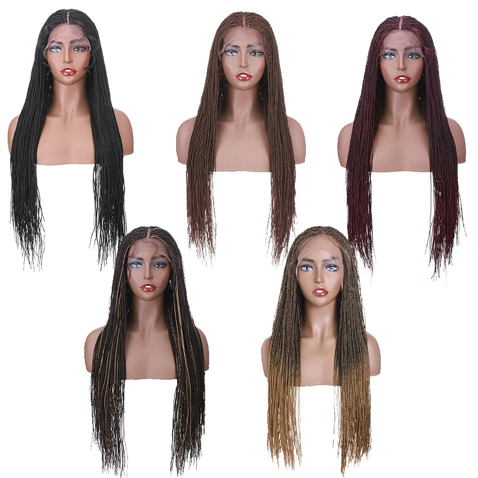 30" Box Braids Lace Front Wig | Baby Hair | Afro Synthetic Braids | Black Women Luxegan