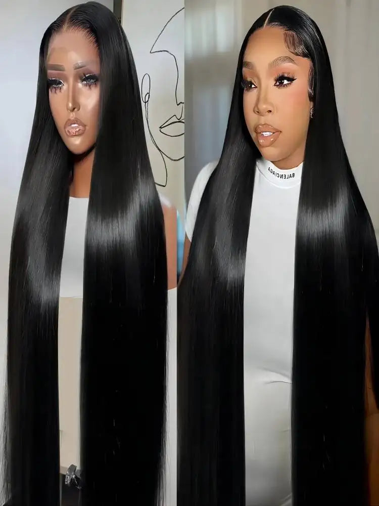 46-50 Inch 13x6/13x4 HD Transparent Lace Frontal Wig - 200% Density Bone Straight Brazilian Remy Hair Luxegan