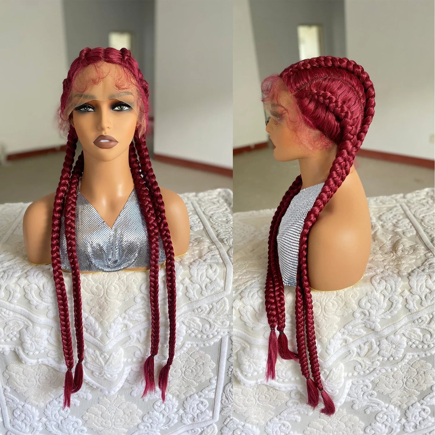 32" Twist Cornrow Braids Wig | Lace Front | Baby Hair | DIY & Cosplay | Synthetic Luxegan
