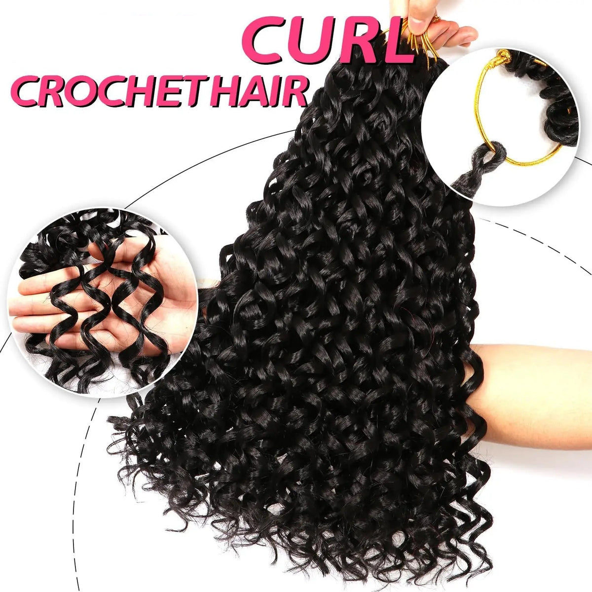 Short Beach Curl Crochet Hair | Bohemian Curly Braids | Deep Wave Synthetic Hair | 18 Strands/Pack - Luxegan