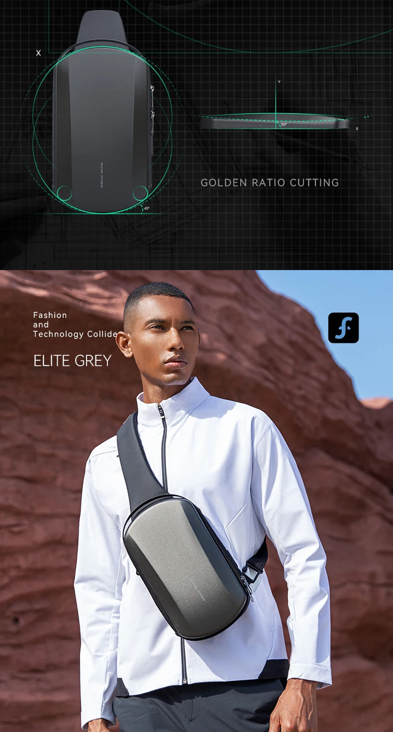 The Ratio Arc Mini | Hard-Shell Waterproof Daily Crossbody Bag with USB Port Luxegan