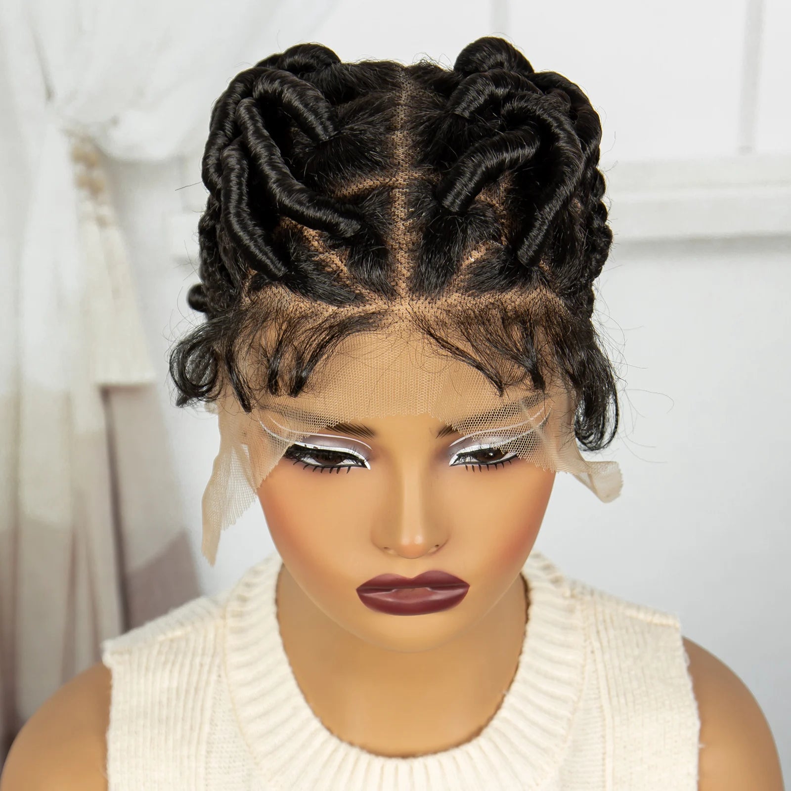 3-in-1 Handmade Bantu Braids Wig | Faux Locs Option | Full Lace | Baby Hair Luxegan
