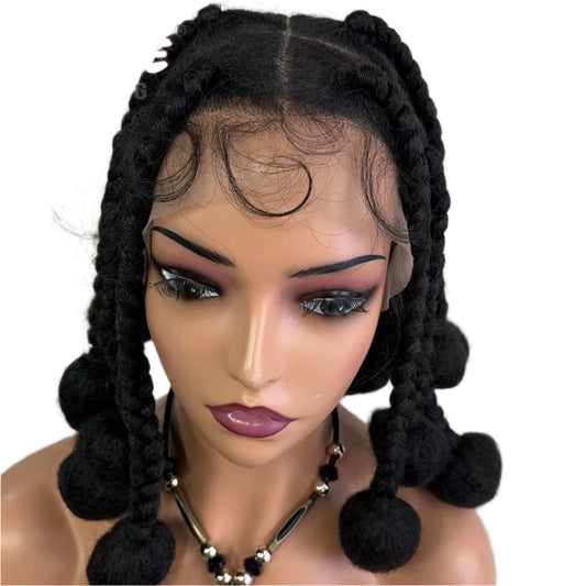 12 Inch Natural Color Synthetic Braided Wig | Transparent Lace Front Knotless Box Braids with Baby Hair for Black Women Luxegan