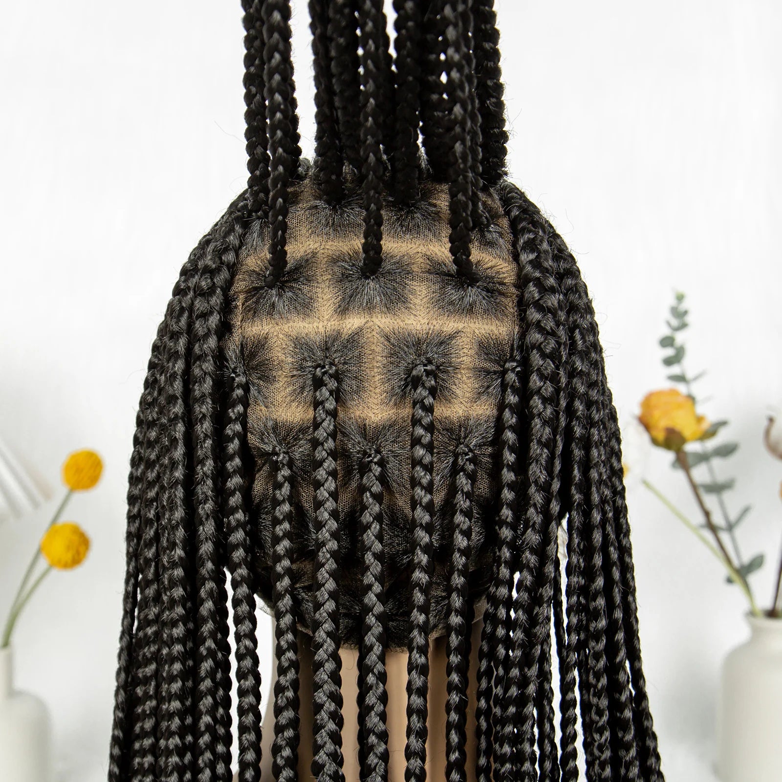 HD Transparent Full Lace Knotless Box Braids Wig | Cornrows Accent Luxegan