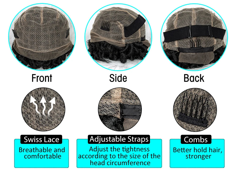 16" Synthetic Dreadlocks Braided Wig | Full Lace Crochet Style Luxegan