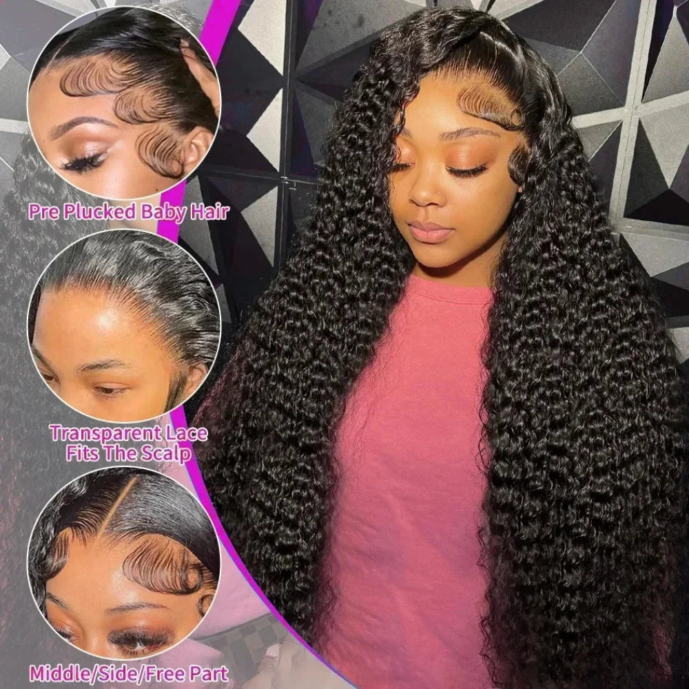 Deep Wave 13x6 HD Transparent Lace Front Human Hair Wig | Brazilian Water Wave 13x4 Lace Frontal & 4x4 Lace Wigs for Women Luxegan