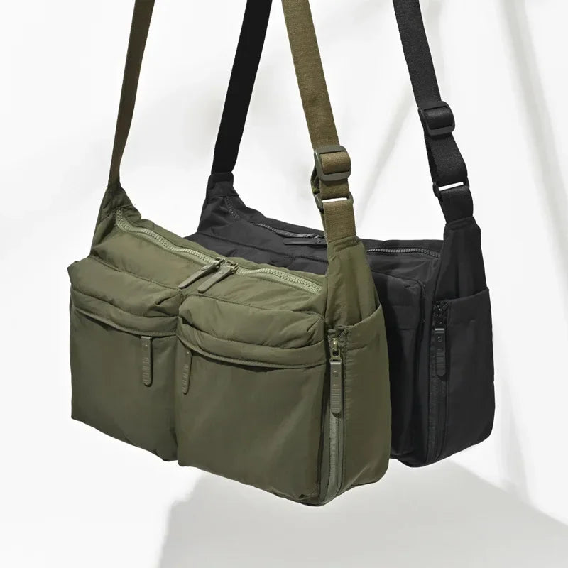 Solid Color Nylon Women's Travel Messenger Bag | Casual Sport Large Capacity Shoulder Handbag with Laptop Pocket Luxegan