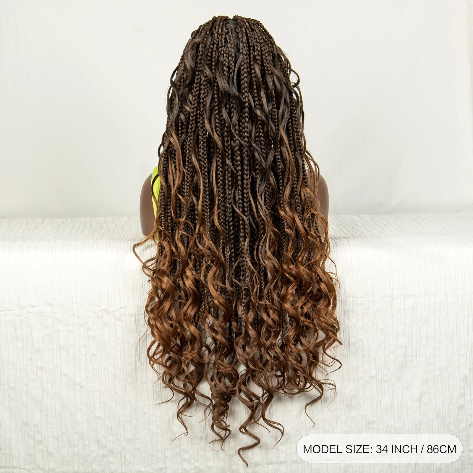 34" Ombre Curly Braids Wig | 1B/30 | Deep Wave | Full Lace | Baby Hair Luxegan