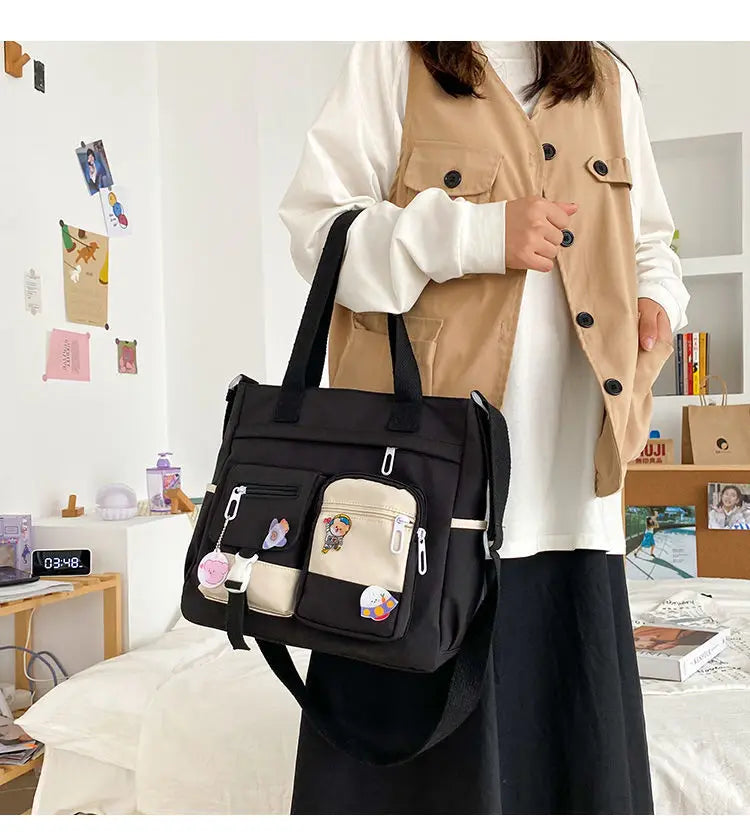 Waterproof Nylon Canvas Crossbody Tote | Casual Shoulder Messenger Bag Luxegan