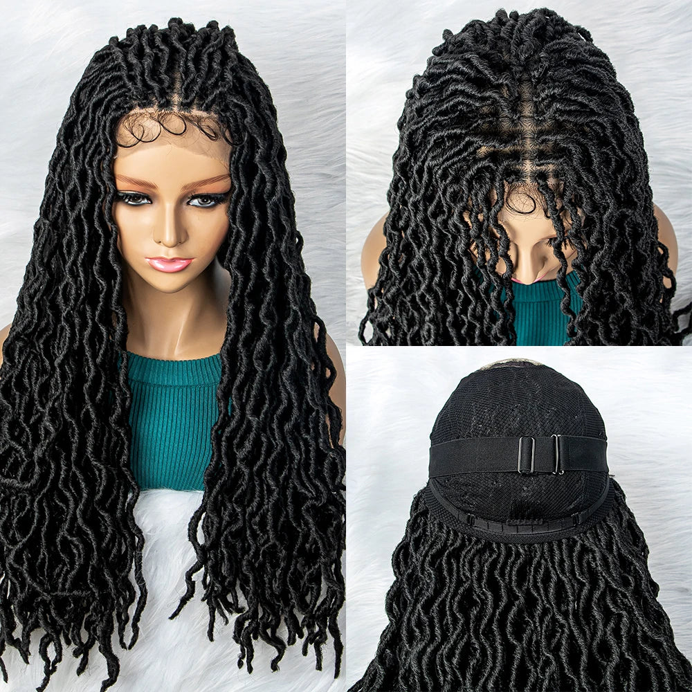 HD Transparent Lace Braided Wig with Lambswool Curls Luxegan