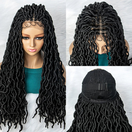 HD Transparent Lace Braided Wig with Lambswool Curls Luxegan