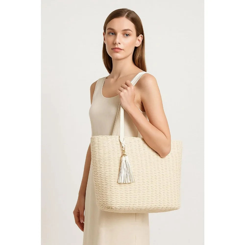 Travel Straw Tote | Handmade Woven Summer Shoulder Bag | Artisan Braided Straw Handbag | Minimalist Casual Beach & Shopping Tote Luxegan