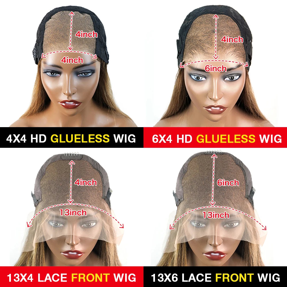 Highlight Glueless Human Hair Wig | Ready-to-Wear 200% Density Ombre Straight 13x6 HD Lace Frontal Wig (Pre-Plucked, Pre-Cut) Luxegan