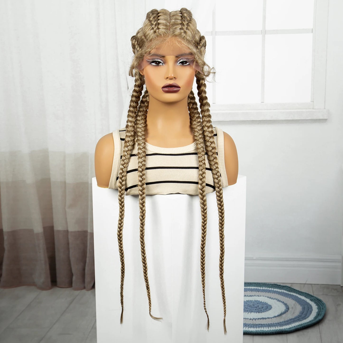 36" Natural Cornrow Braids Wig | Lace Front | Baby Hair | Long Braids Luxegan