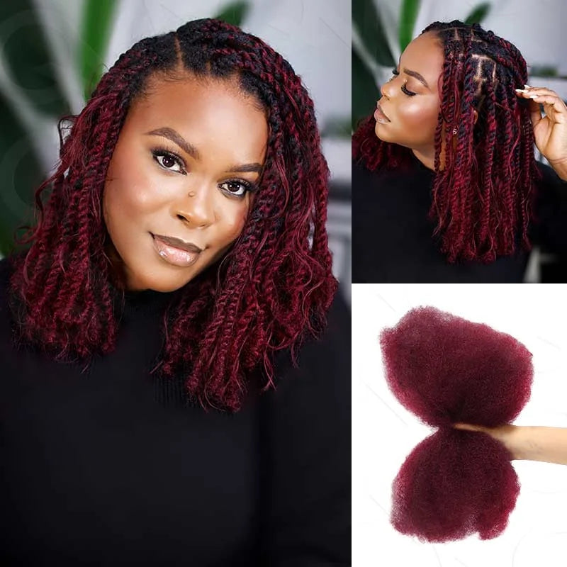 QVR Afro Kinky Curly Bulk Human Hair | No Attachment | Remy Hair | Natural Color | Dreadlock & Braiding Hair