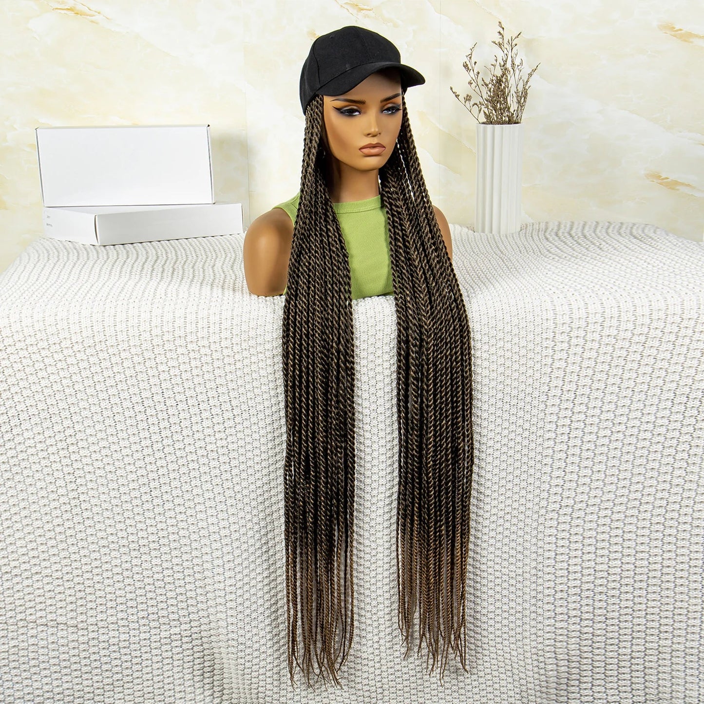 Synthetic Long Twists Braids Extension With Adjustable Cap Fashionable Machine Made Crochet Braided Extension Cap Wig For Women Luxegan