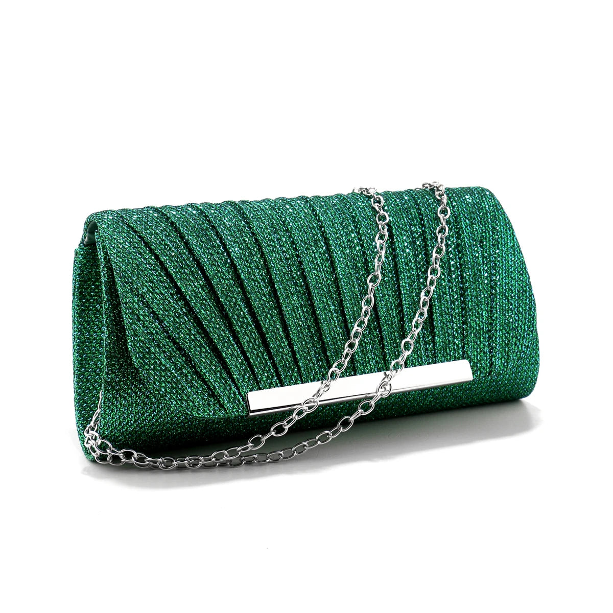 Metal Luxury Women Evening Bags | Ruched Design Sequined Small Envelope Shaped Box Party Wedding Event Handbags Purse Luxegan