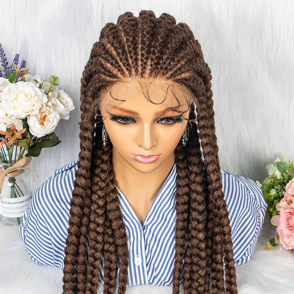 36" Box Braids Full Lace Wig | Baby Hair | Heat Resistant Synthetic Braids | Black Women Luxegan