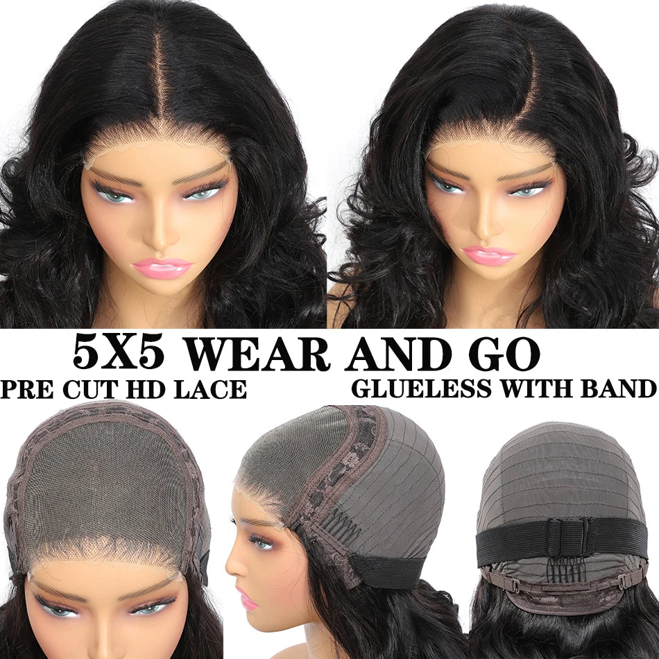 Vietnamese | 100% Human Hair | Bouncy Body Wave | HD Transparent Lace | Glueless | Wear And Go | Pre Plucked | Lace Closure Wigs