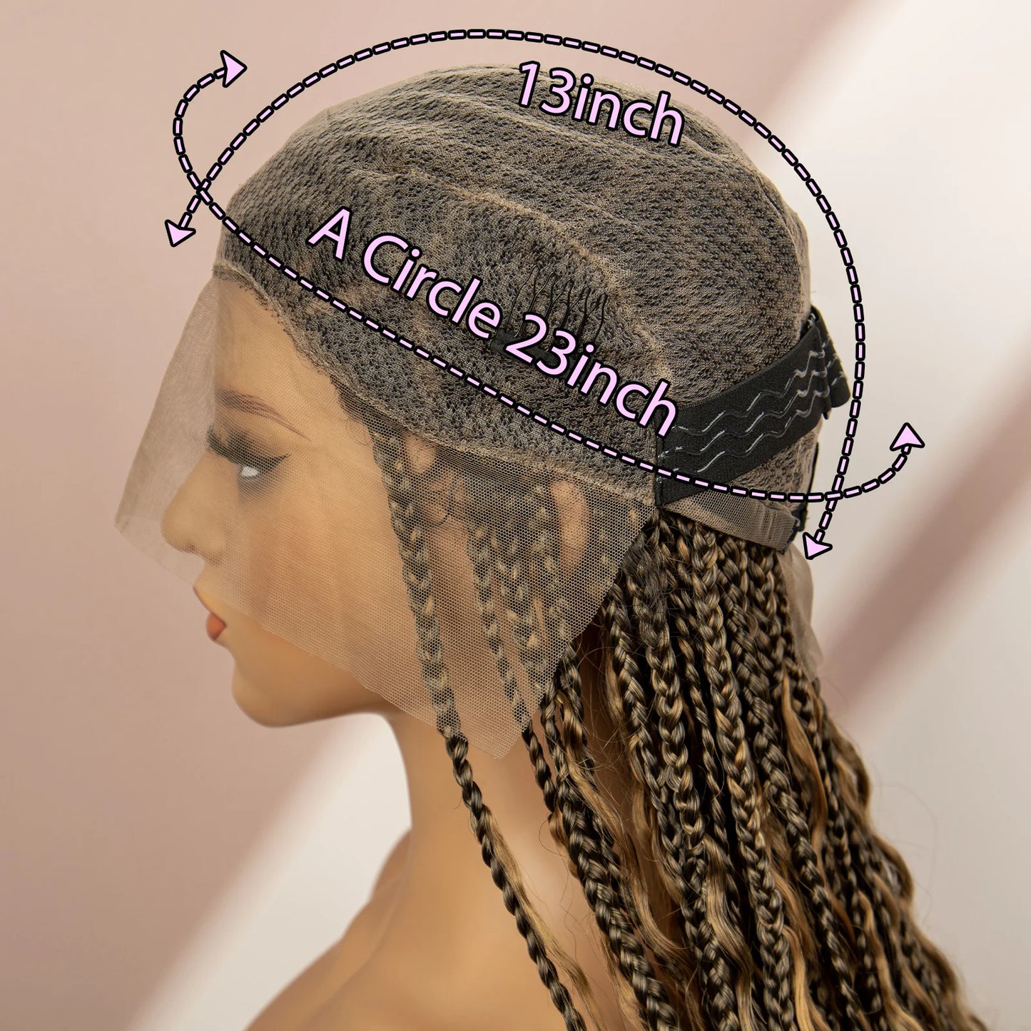 Boho Box Braided Wig with Curly Hair | Goddess Locs Accents | Full Lace Brown Braids Wig | Bohemian Box Braid Wig - Luxegan