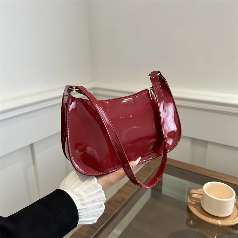 Women's Retro Solid Color PU Leather Shoulder Bag Handbag