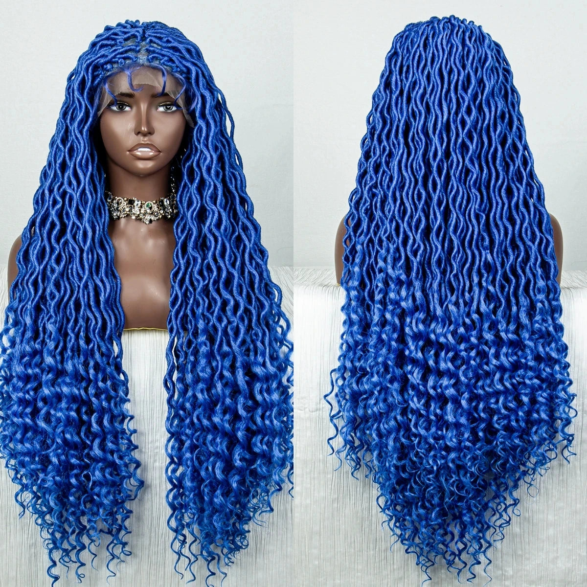 Colorful Dreadlocks & Water Wave Braids Wig | Lace Front | Baby Hair Luxegan