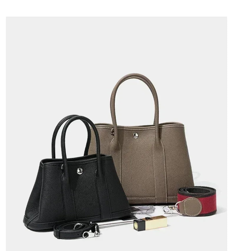 Minimalist Leather "Paper Bag" Organizer | Sophisticated High-End Portable Makeup Handbag | Elegant Solid Color Leather Tote for Women | Versatile Birthday & Anniversary Gift Crossbody Bag Luxegan