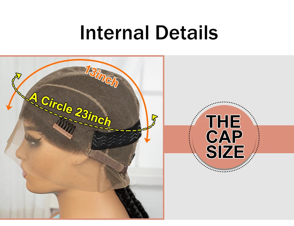 36" Full Lace Cornrow Braided Wig | Knotless Braids | Synthetic Natural Braided Lace Wig with Baby Hair for Black Women Luxegan