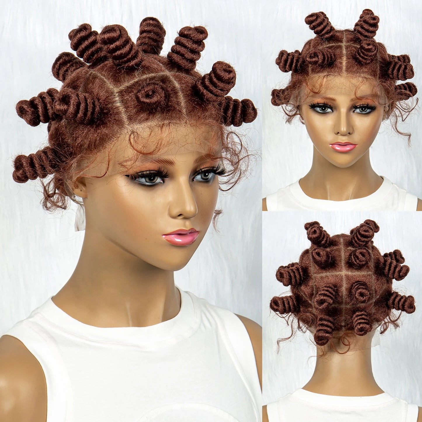 Knotless Braids Wig with Twist Buns | Full Lace African Braiding Hair Luxegan