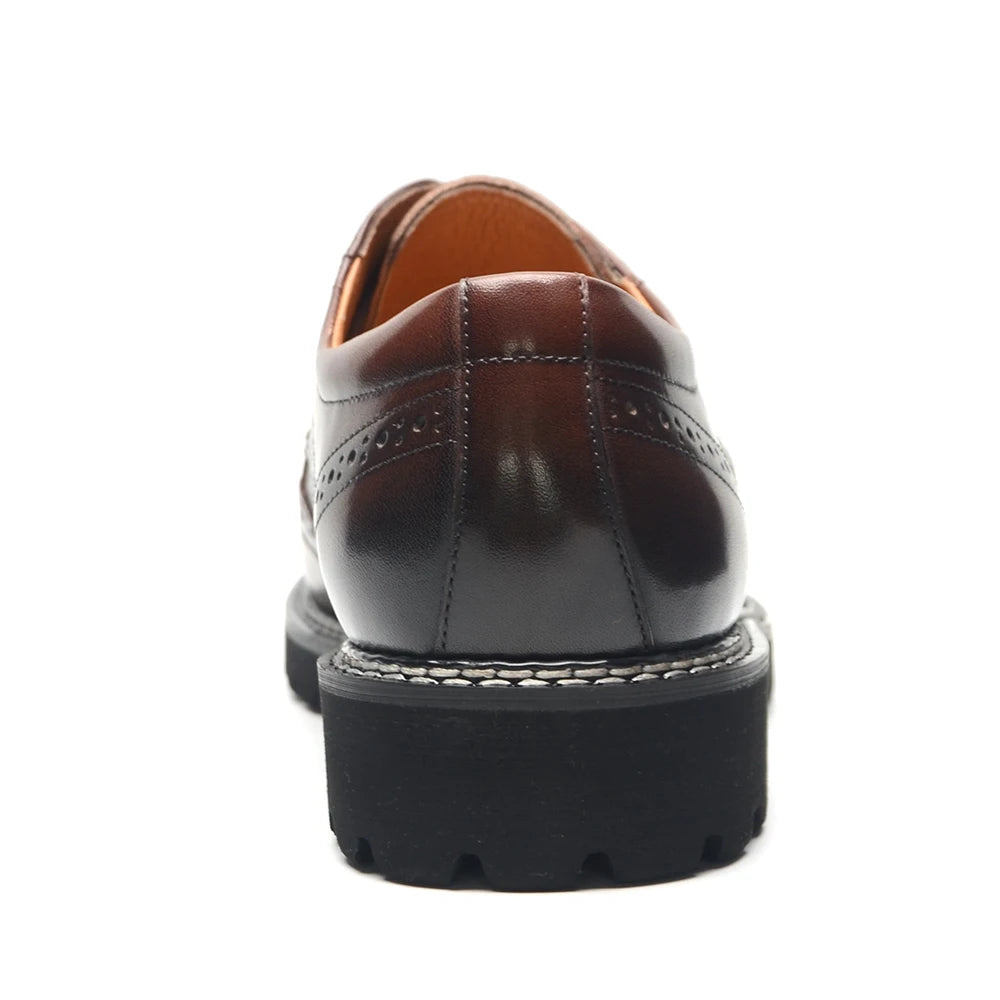 Handsome Men's Luxury Genuine Leather Sneakers | Wingtip Brogue Casual Oxfords (Height Increasing, Waterproof) Luxegan
