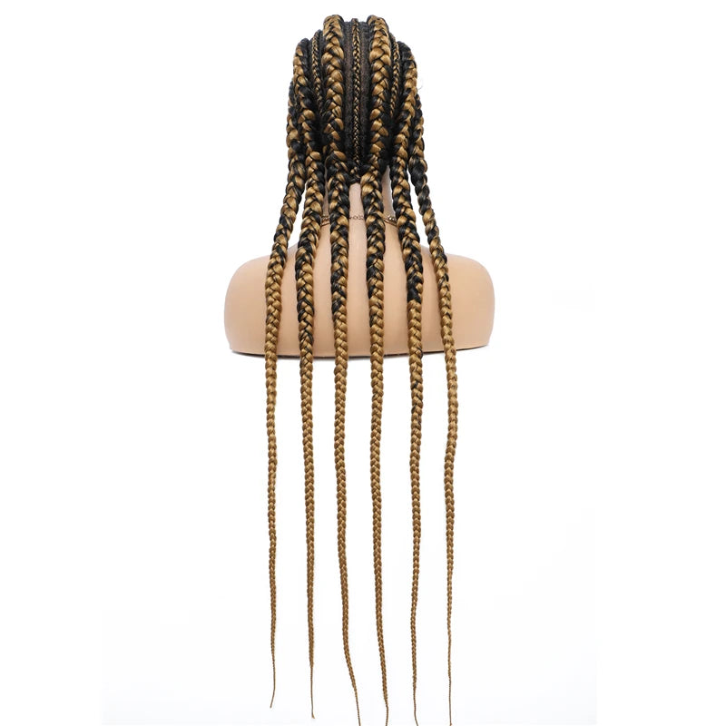 36" Cornrow Knotless Braids Wig | 360 Full Lace | Baby Hair | Synthetic Luxegan