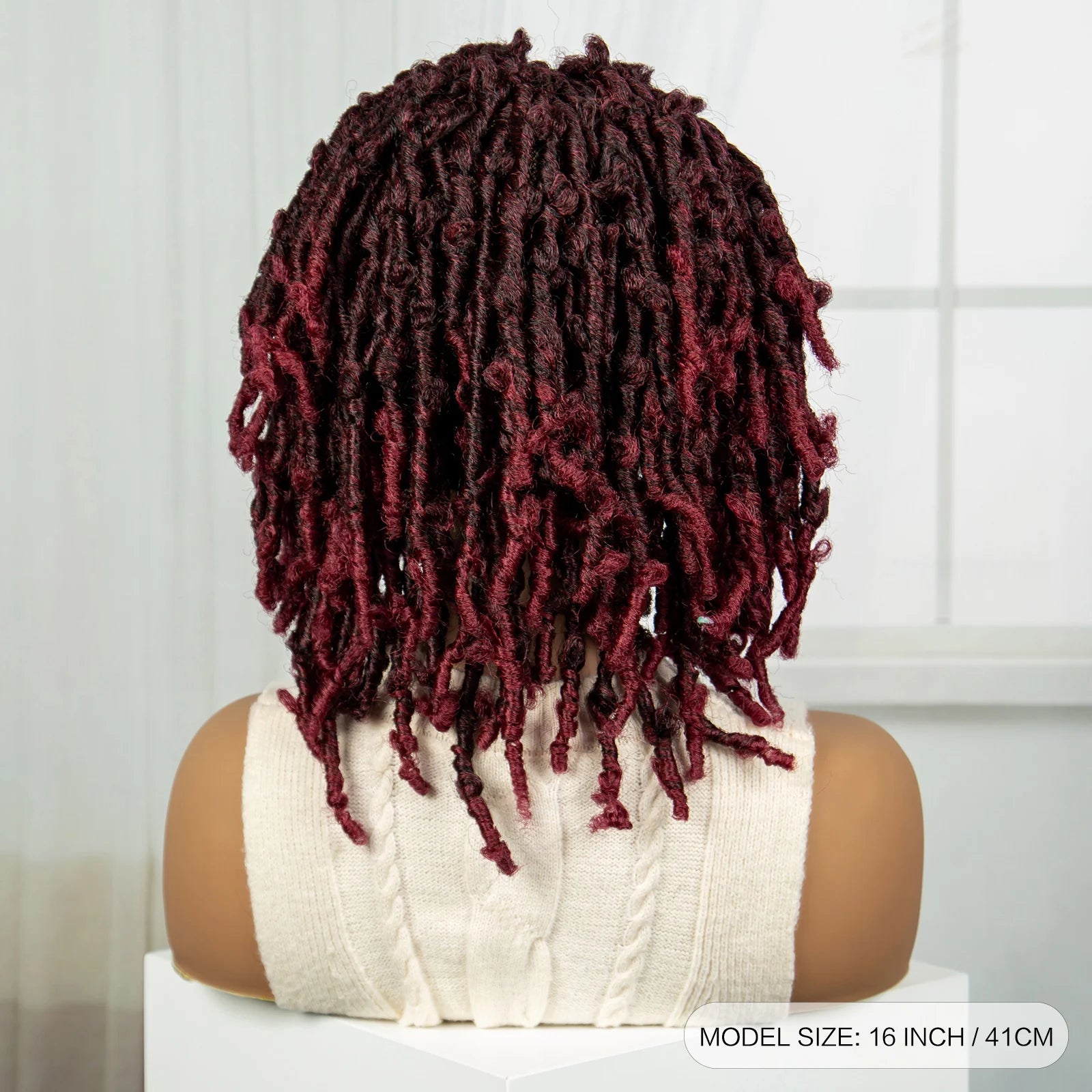 Burgundy Knotless Butterfly Locs Wig | Synthetic Lace Front Luxegan
