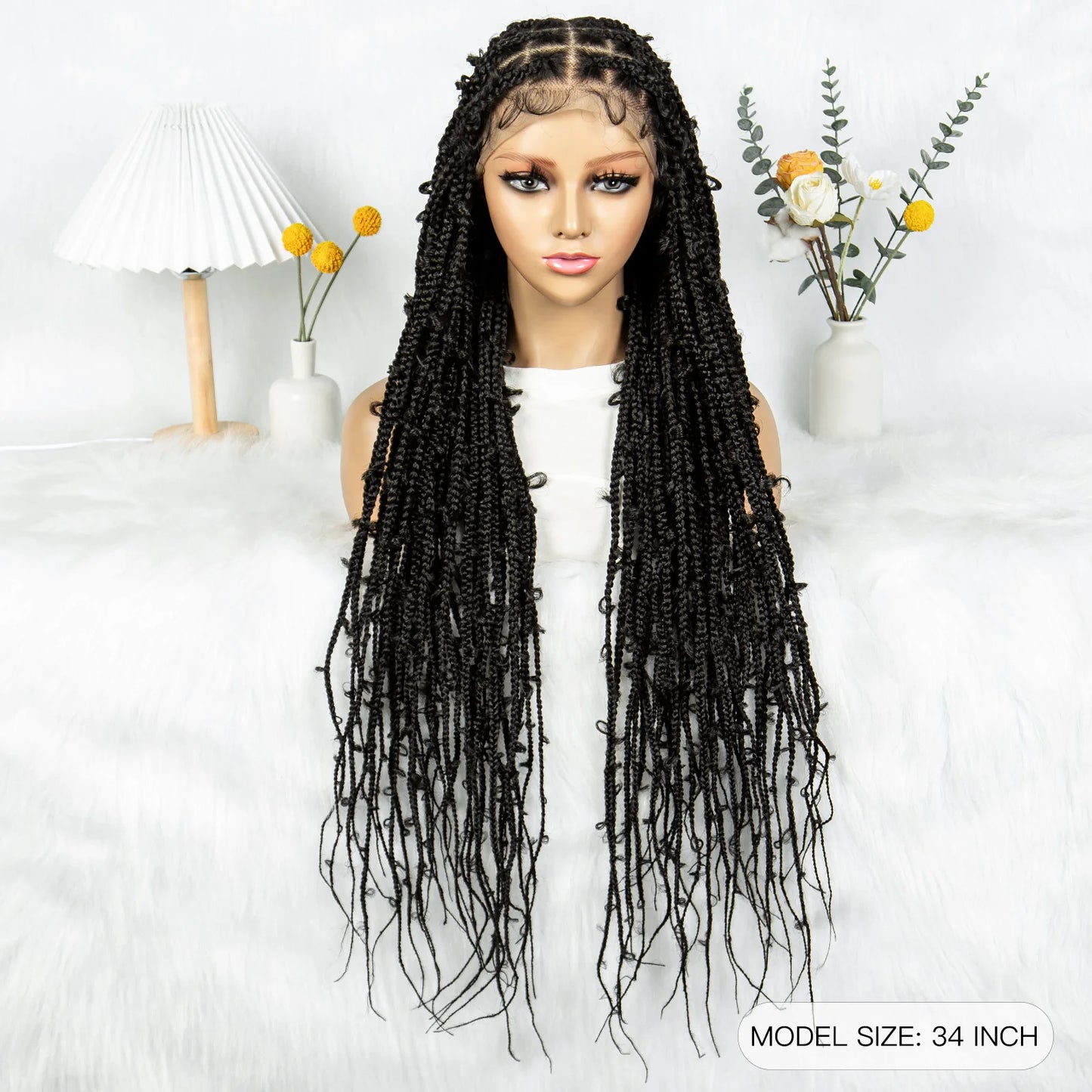 Kima Butterfly Crochet Box Braided Wigs Synthetic Cornrow Full Lace Wig Dreadlocks Wig Crochet For Black Women