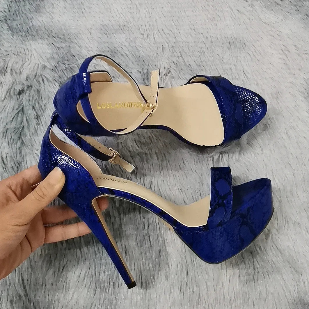 14cm Super Flash Platform Sandals | Sophisticated Red Patent Leather Open Toe | Elegant "Nightclub" Ankle Strap High Heels | "Dignified" Plus Size 44 Party & Wedding Shoes for Radiant Versatile Styling Luxegan