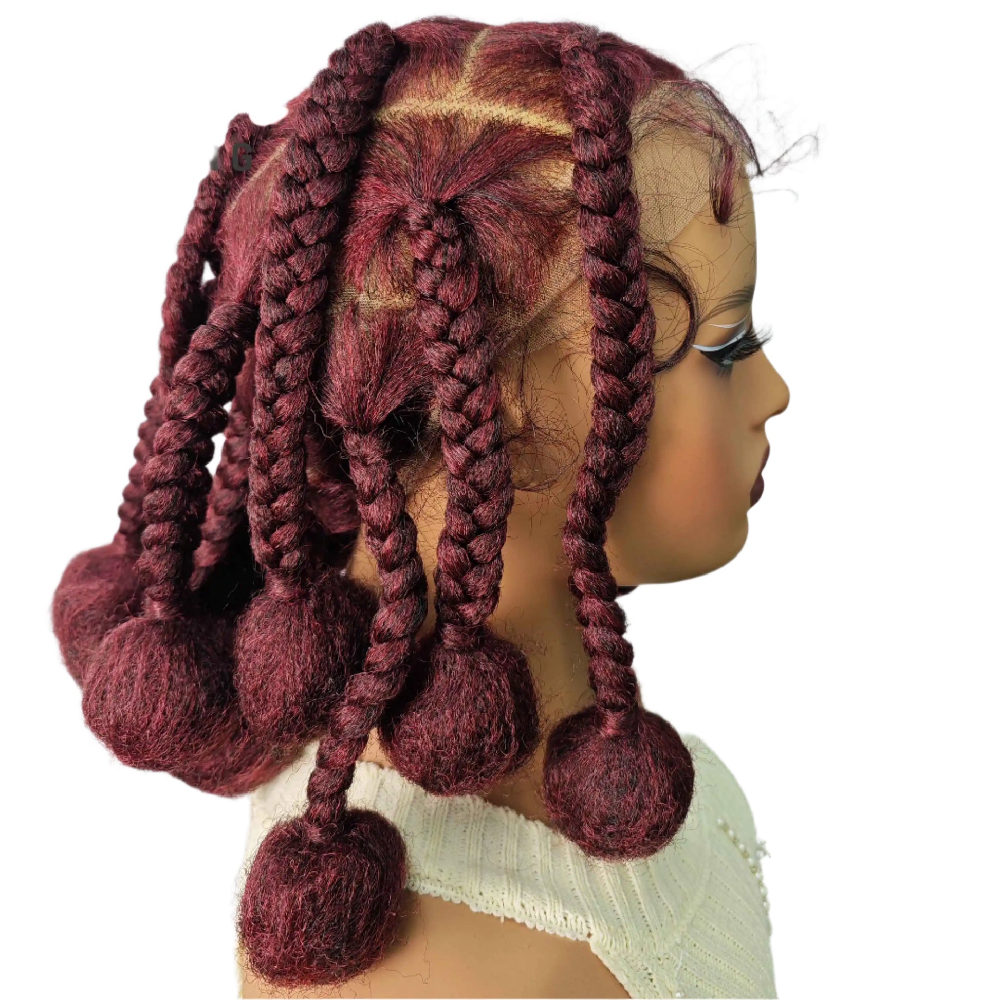 12" Ginger Orange Knotless Box Braiding Wig | Transparent Lace Front Synthetic Hair with Baby Hair Luxegan