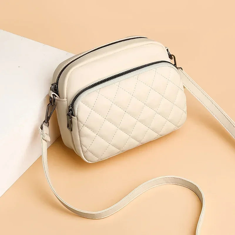 Diamond Lattice Women's Shoulder Bag | Leather Crossbody Handbag & Purse Luxegan