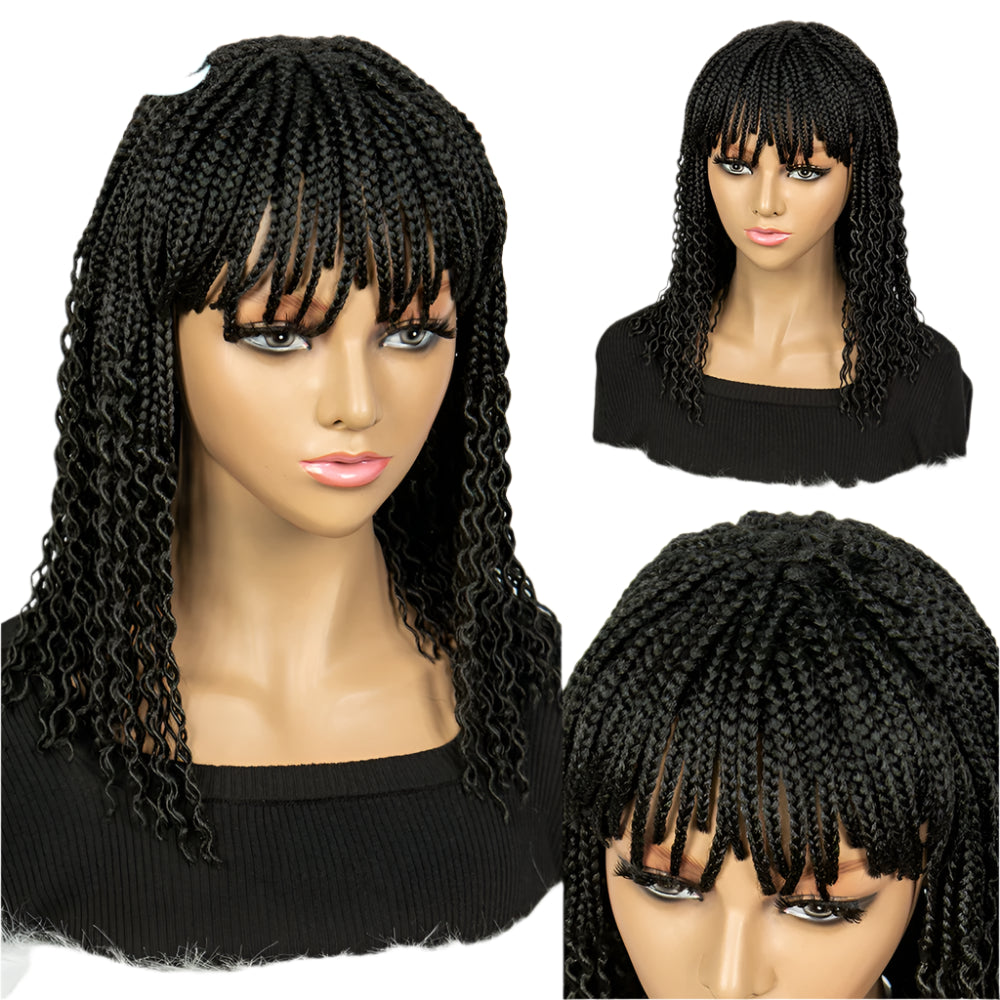 KIMA Colorful Half Twisted Locs Half Braided Bob Wig with Bangs Luxegan