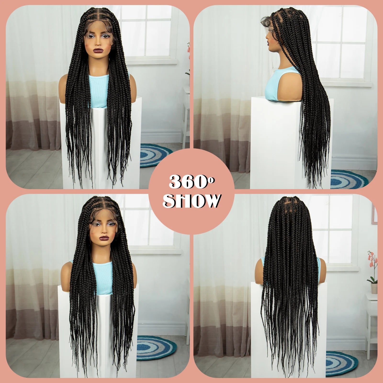 36" Knotless Box Braids Wig | Full Lace | Baby Hair | Natural Look Luxegan