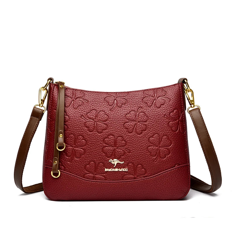 Luxury Designer Women’s Soft Leather Shoulder Bag | Elegant Floral Knurling Handbag | Sequined Messenger Crossbody Bag | New Fashion "Sac A Main" for All Seasons Luxegan