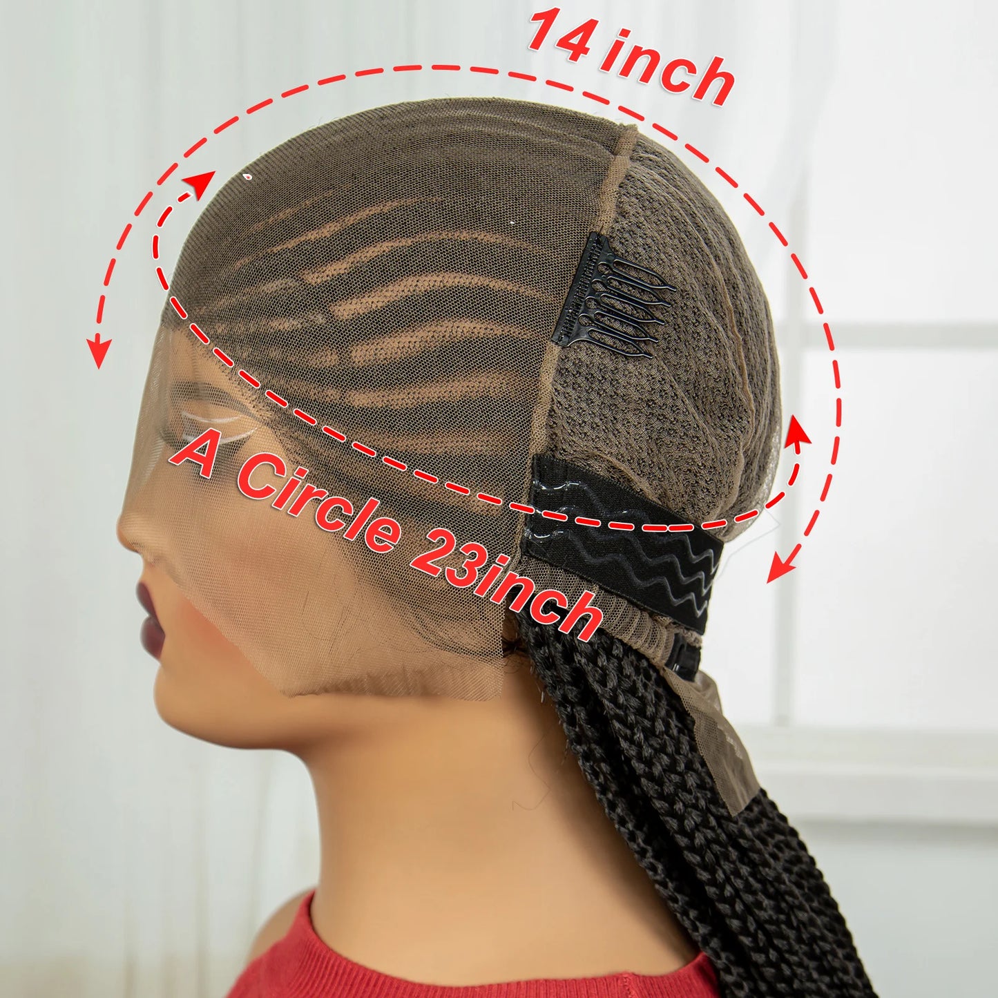 36" Cornrow Braided Full Lace Wig | Knotless Braids | Natural Looking Synthetic Braided Wig with Baby Hair for Black Women Luxegan