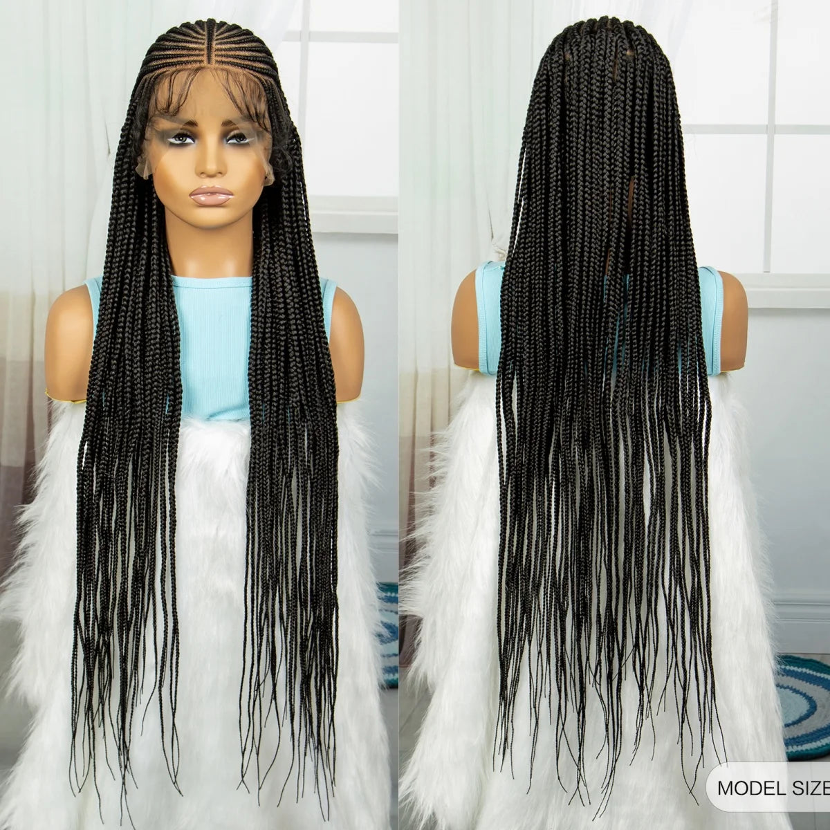 Cornrow Knotless Box Braids Wig | Full Lace Frontal | Baby Hair Luxegan