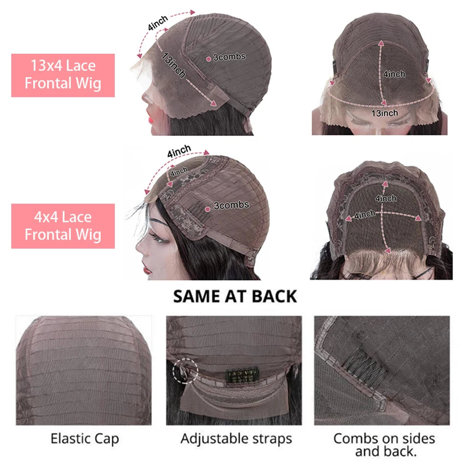 200% Density Short Curly Bob Wigs 13x4 Lace Front 4x4 Closure Deep Wave Brazilian Remy Human Hair 14 Inch - Luxegan